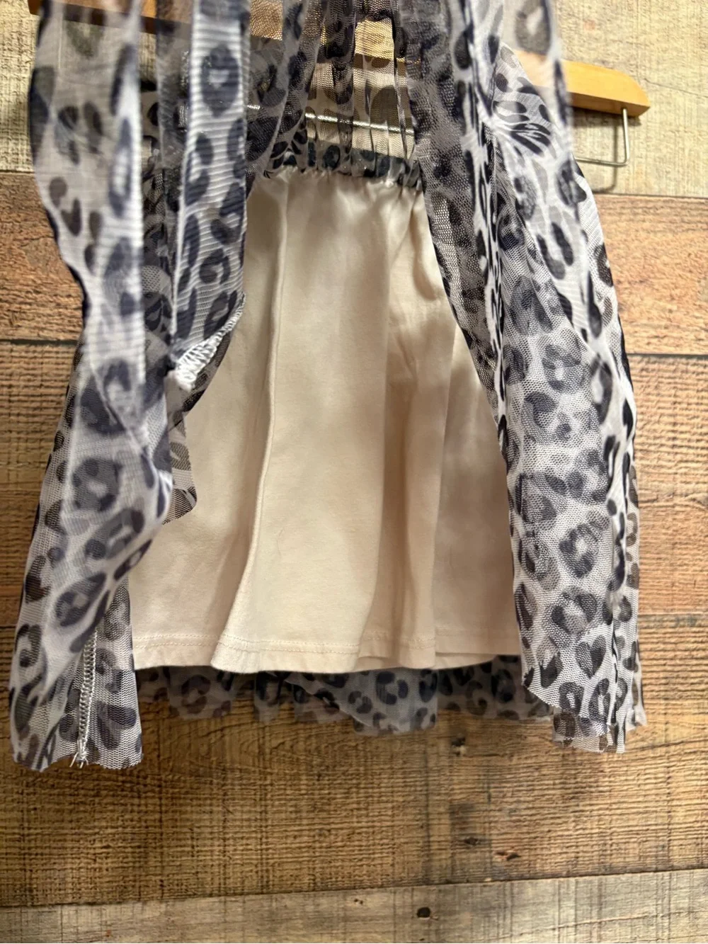 365 Kids Girls Leopard Print Tulle Skirt Size 5 Tiered K022